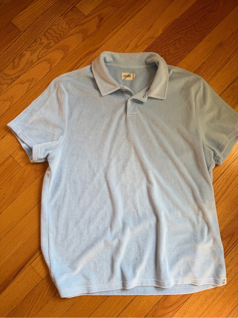 Fair Harbor Mens Terry Cloth Polo Blue Size L